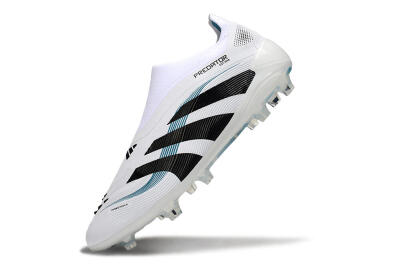 Unisex Adidas Predator 25 Elite Laceless FG Football Boots - White/Black/Blue