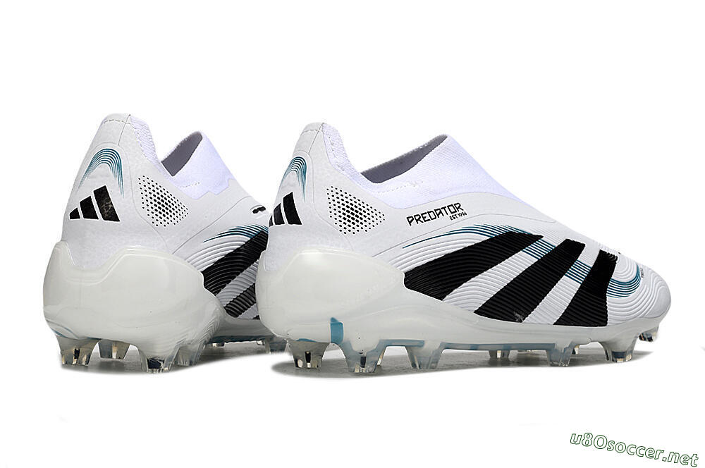 Unisex Adidas Predator 25 Elite Laceless FG Football Boots - White/Black/Blue 6