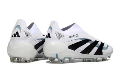 Unisex Adidas Predator 25 Elite Laceless FG Football Boots - White/Black/Blue