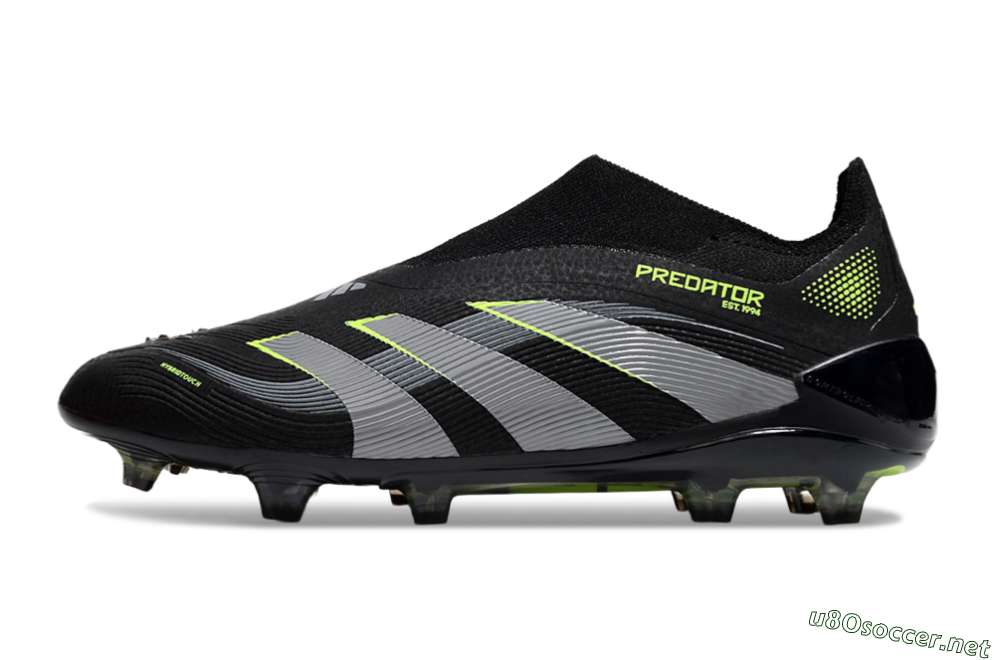 Unisex Adidas Predator 25 Elite Laceless FG Football Boots - Black/Silver/Yellow 0