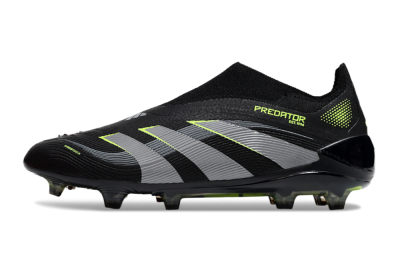 Unisex Adidas Predator 25 Elite Laceless FG Football Boots - Black/Silver/Yellow