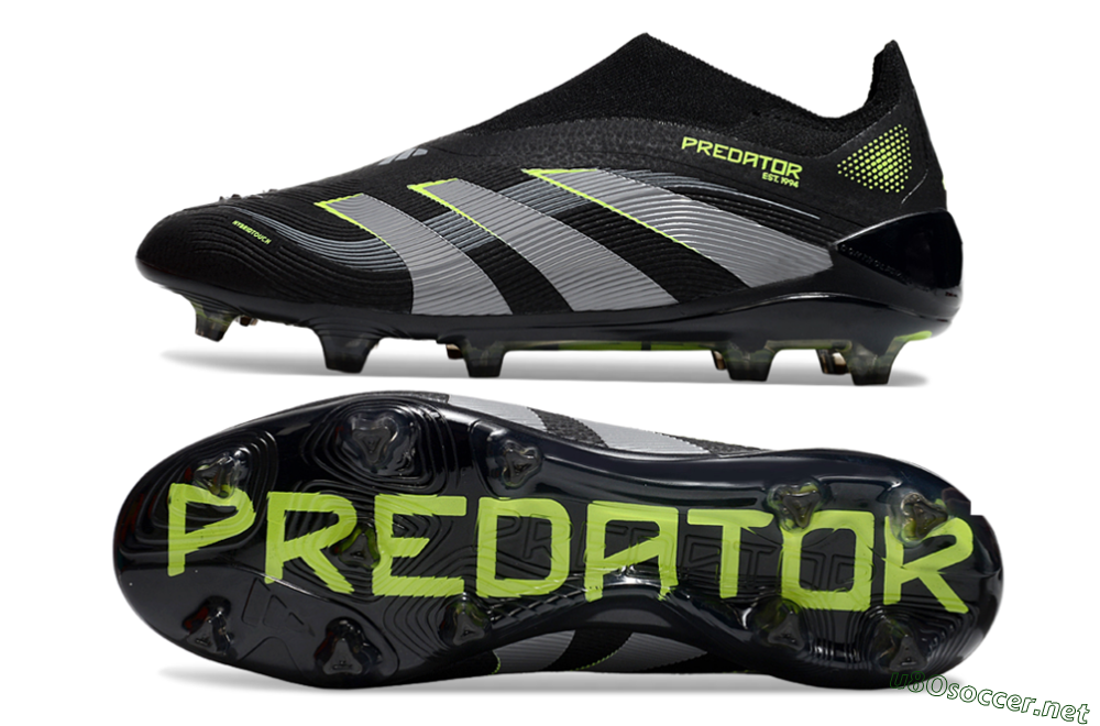 Unisex Adidas Predator 25 Elite Laceless FG Football Boots - Black/Silver/Yellow 1