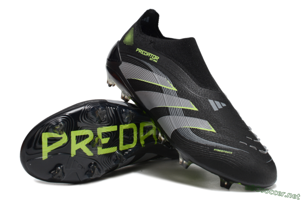 Unisex Adidas Predator 25 Elite Laceless FG Football Boots - Black/Silver/Yellow 3