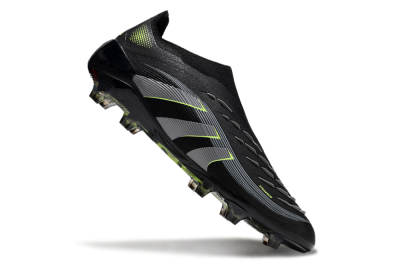 Unisex Adidas Predator 25 Elite Laceless FG Football Boots - Black/Silver/Yellow