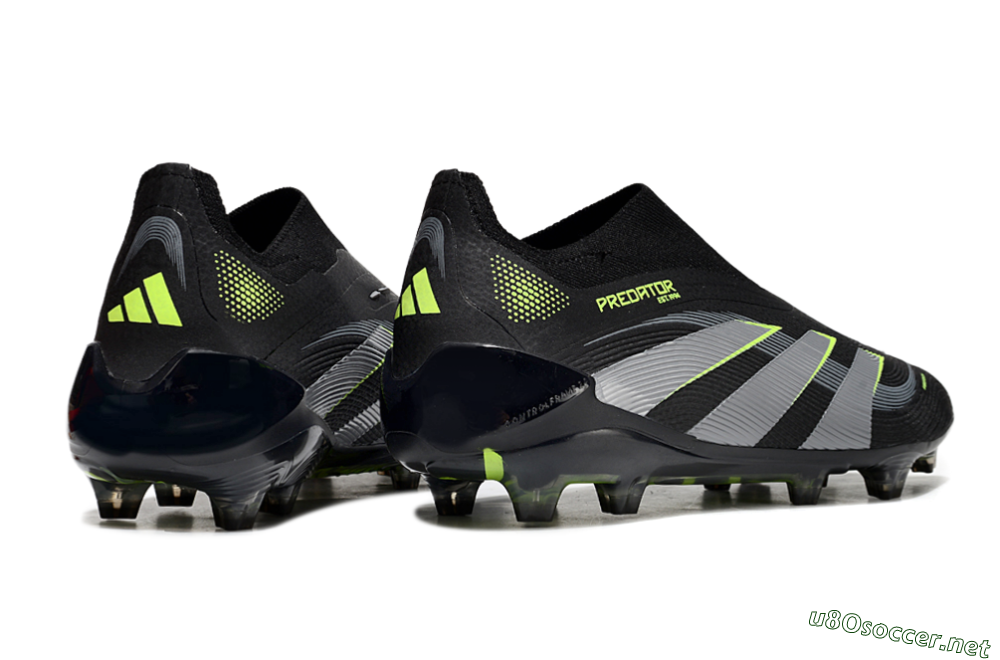 Unisex Adidas Predator 25 Elite Laceless FG Football Boots - Black/Silver/Yellow 6