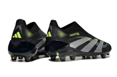 Unisex Adidas Predator 25 Elite Laceless FG Football Boots - Black/Silver/Yellow