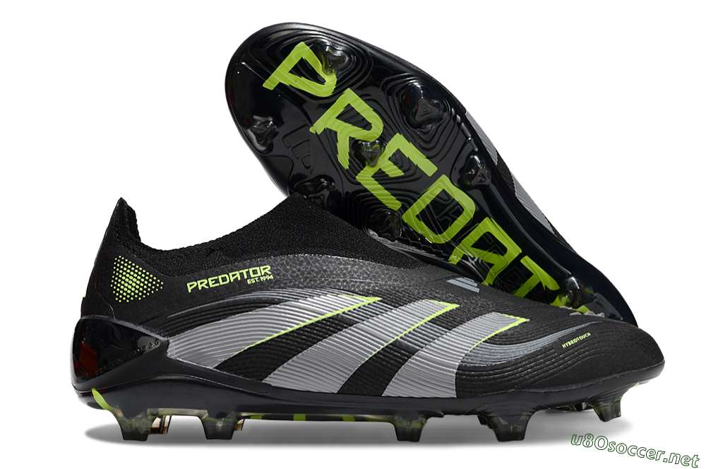 Unisex Adidas Predator 25 Elite Laceless FG Football Boots - Black/Silver/Yellow 2
