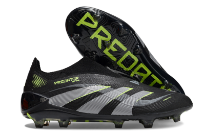 Unisex Adidas Predator 25 Elite Laceless FG Football Boots - Black/Silver/Yellow
