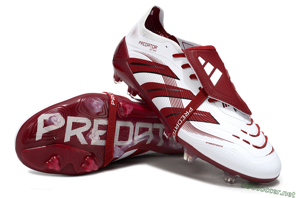 Unisex Adidas Predator 25 Elite Foldover Tongue FG Football Boots - White/Red/Black 3