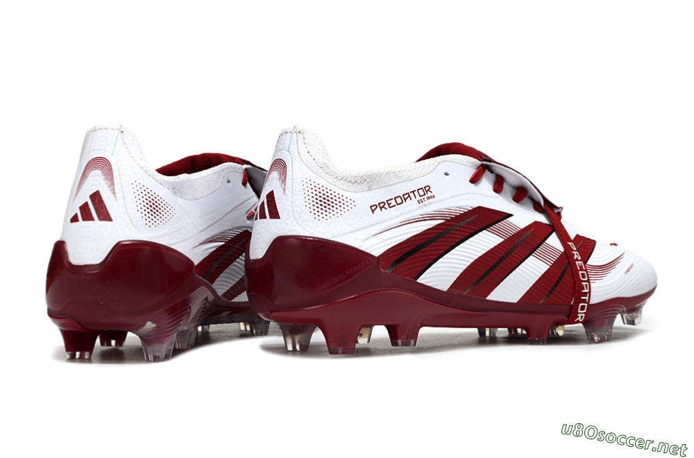 Unisex Adidas Predator 25 Elite Foldover Tongue FG Football Boots - White/Red/Black 6