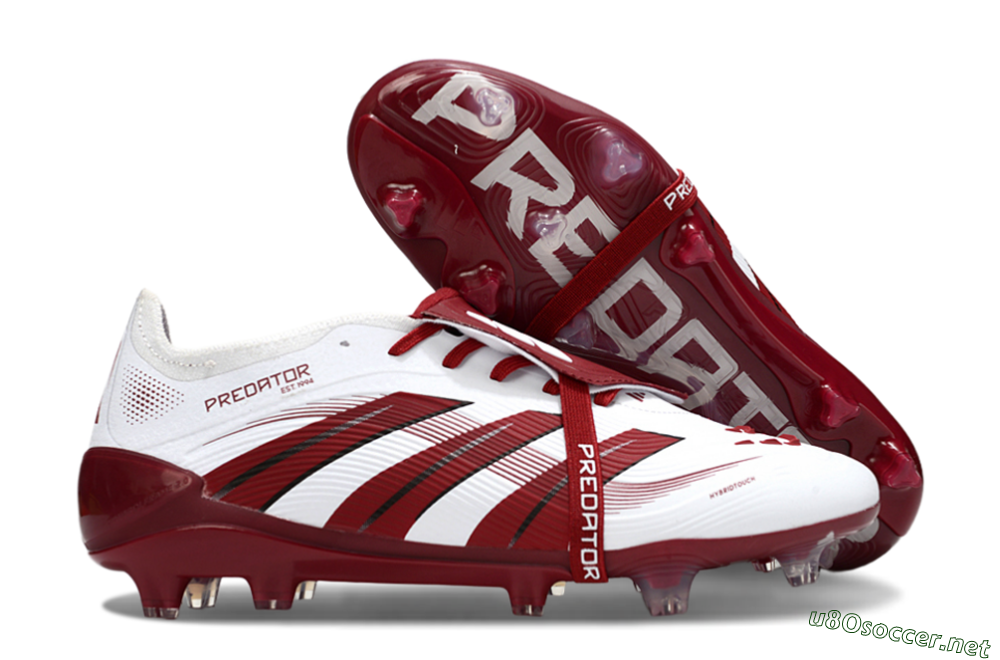 Unisex Adidas Predator 25 Elite Foldover Tongue FG Football Boots - White/Red/Black 2