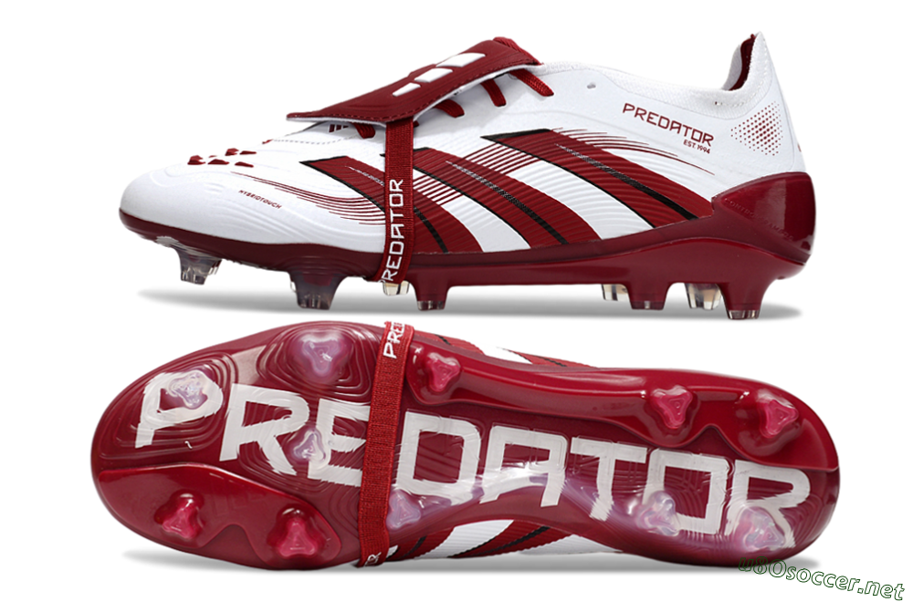 Unisex Adidas Predator 25 Elite Foldover Tongue FG Football Boots - White/Red/Black 1