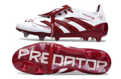 Unisex Adidas Predator 25 Elite Foldover Tongue FG Football Boots - White/Red/Black
