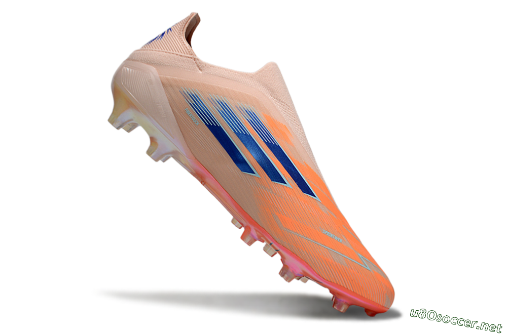 Men's Adidas F50+ Elite Laceless FG Football Boots - Pink/Orange/Blue 4