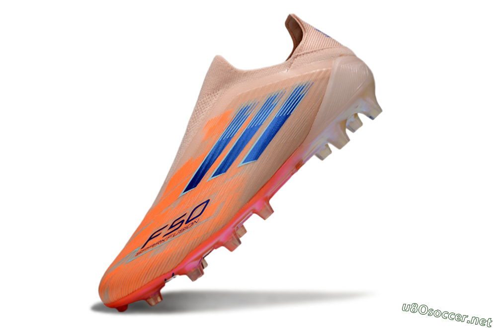 Men's Adidas F50+ Elite Laceless FG Football Boots - Pink/Orange/Blue 5