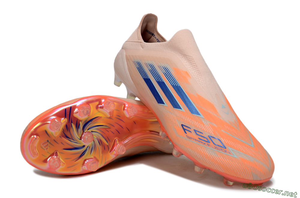Men's Adidas F50+ Elite Laceless FG Football Boots - Pink/Orange/Blue 3