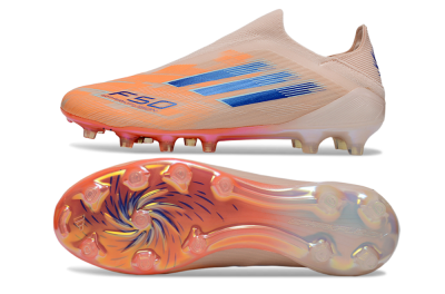Men's Adidas F50+ Elite Laceless FG Football Boots - Pink/Orange/Blue