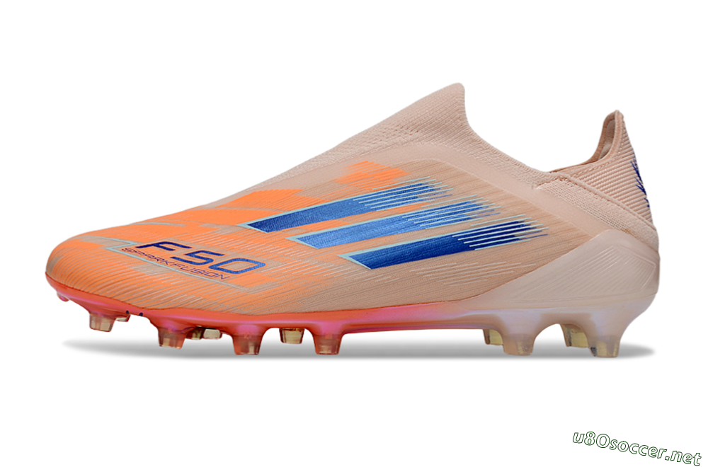 Men's Adidas F50+ Elite Laceless FG Football Boots - Pink/Orange/Blue 0