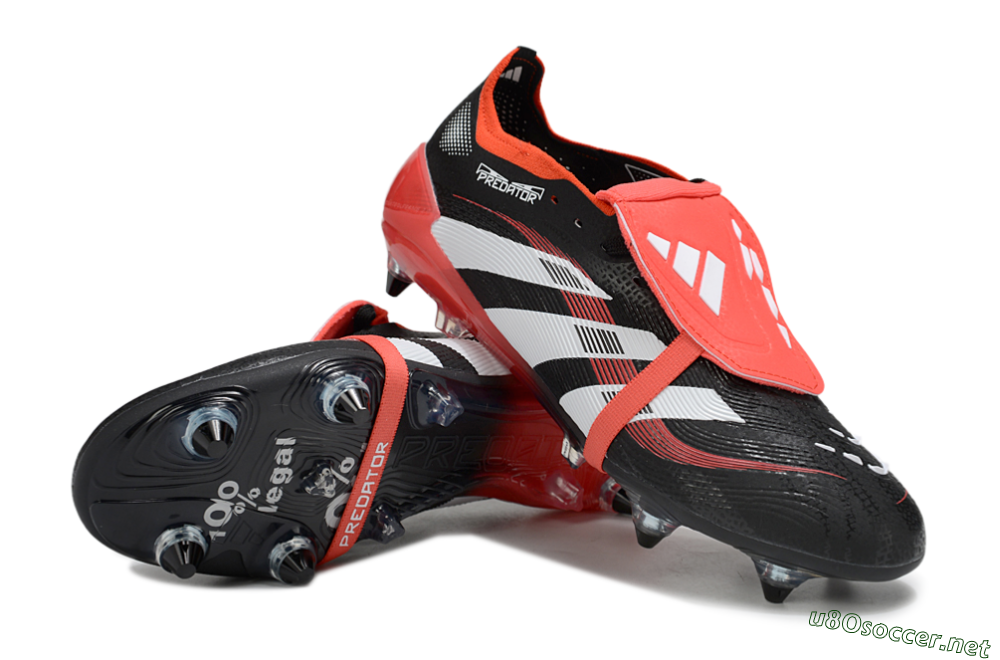 Men's Adidas Predator 25 Elite Foldover Tongue SG Football Boots - Black/White/Red 3