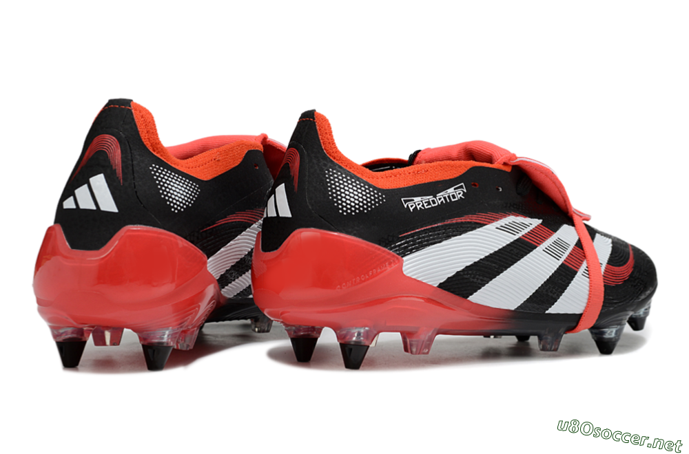 Men's Adidas Predator 25 Elite Foldover Tongue SG Football Boots - Black/White/Red 6