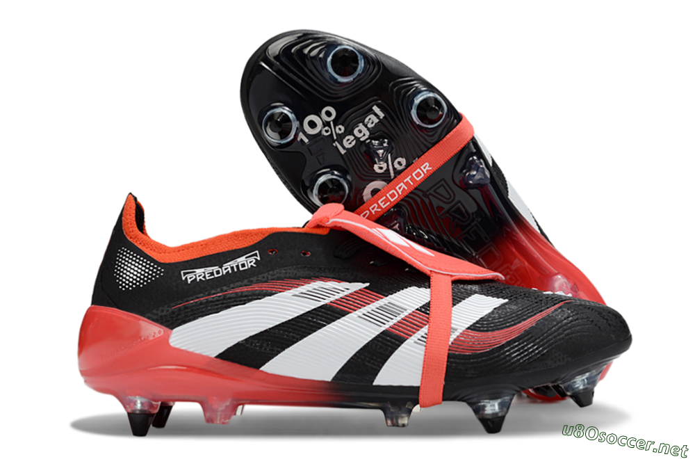 Men's Adidas Predator 25 Elite Foldover Tongue SG Football Boots - Black/White/Red 2