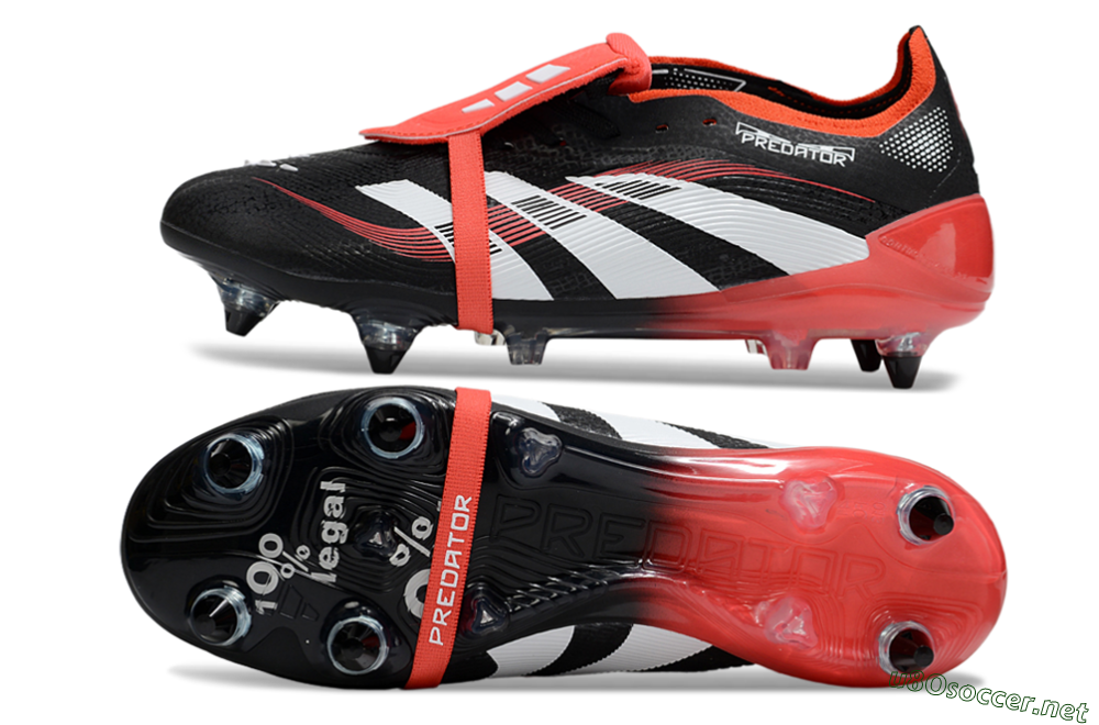 Men's Adidas Predator 25 Elite Foldover Tongue SG Football Boots - Black/White/Red 1