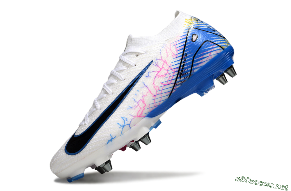 Men's Nike Air Zoom Mercurial Vapor 16 Elite SG Football Boots - White/Black/Blue 5