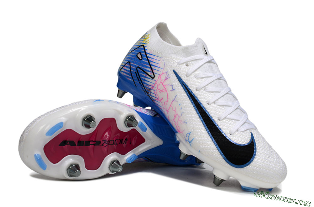Men's Nike Air Zoom Mercurial Vapor 16 Elite SG Football Boots - White/Black/Blue 3