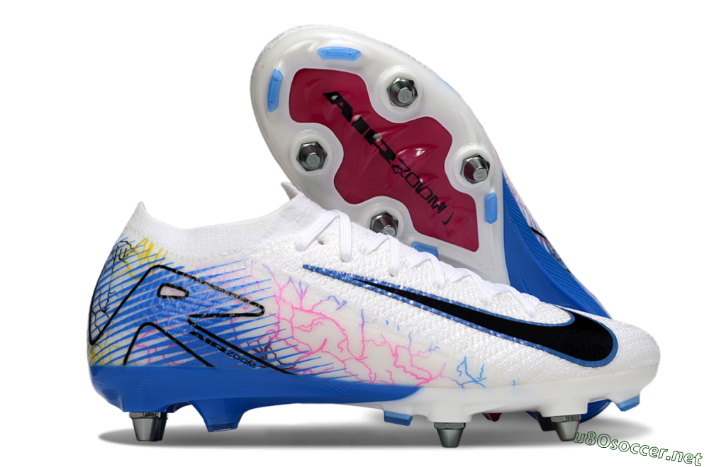 Men's Nike Air Zoom Mercurial Vapor 16 Elite SG Football Boots - White/Black/Blue 2