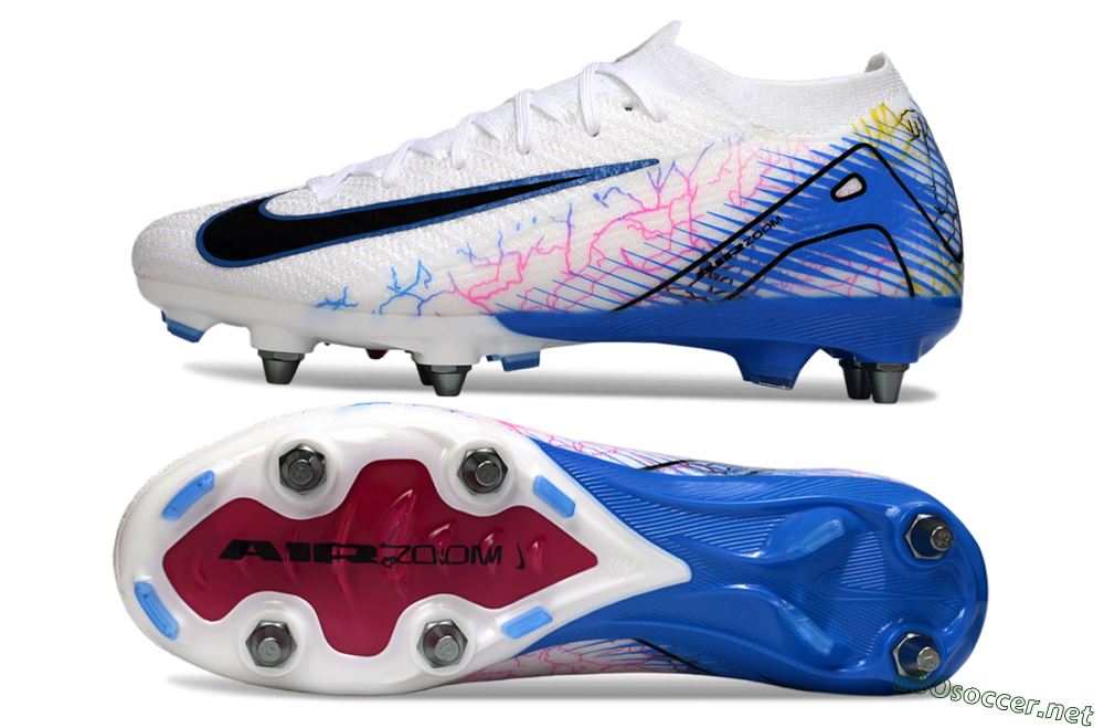 Men's Nike Air Zoom Mercurial Vapor 16 Elite SG Football Boots - White/Black/Blue 1
