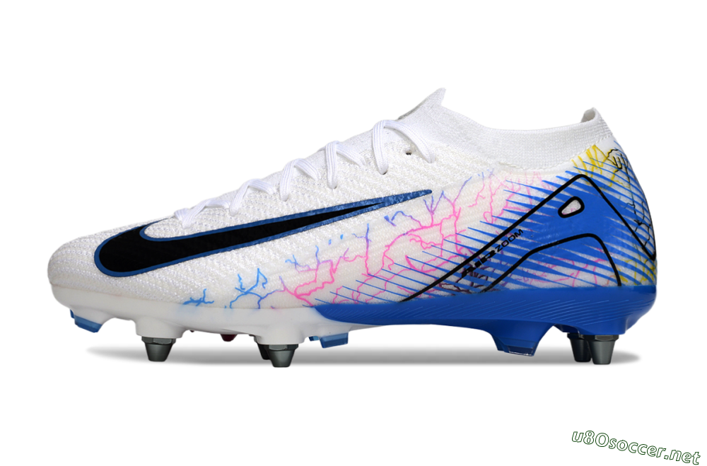 Men's Nike Air Zoom Mercurial Vapor 16 Elite SG Football Boots - White/Black/Blue 0