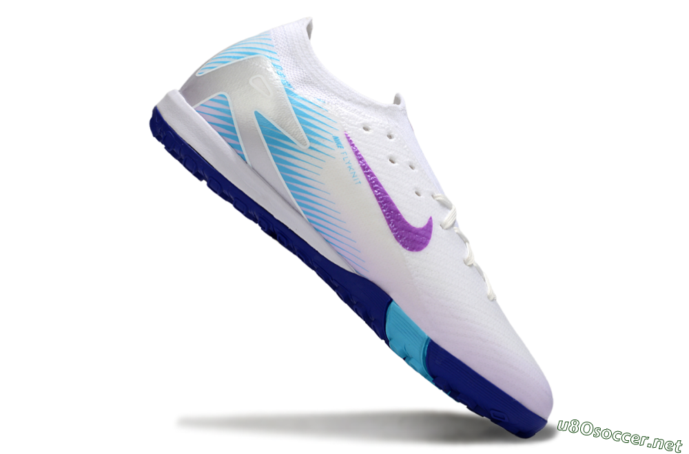 Men's Nike Air Zoom Mercurial Vapor 16 Elite TF Football Shoes - White/Purple/Silver 4