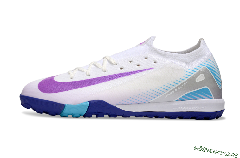 Men's Nike Air Zoom Mercurial Vapor 16 Elite TF Football Shoes - White/Purple/Silver 0