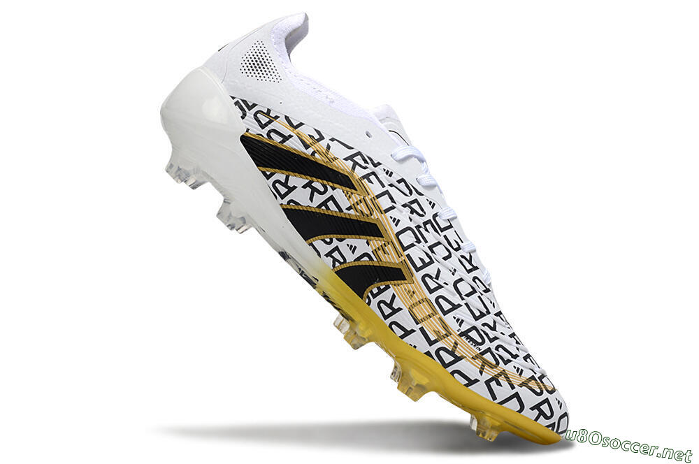 Unisex Adidas Predator 25 Elite Laceless FG Football Boots - White/Gold/Black 4