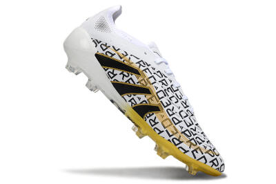 Unisex Adidas Predator 25 Elite Laceless FG Football Boots - White/Gold/Black