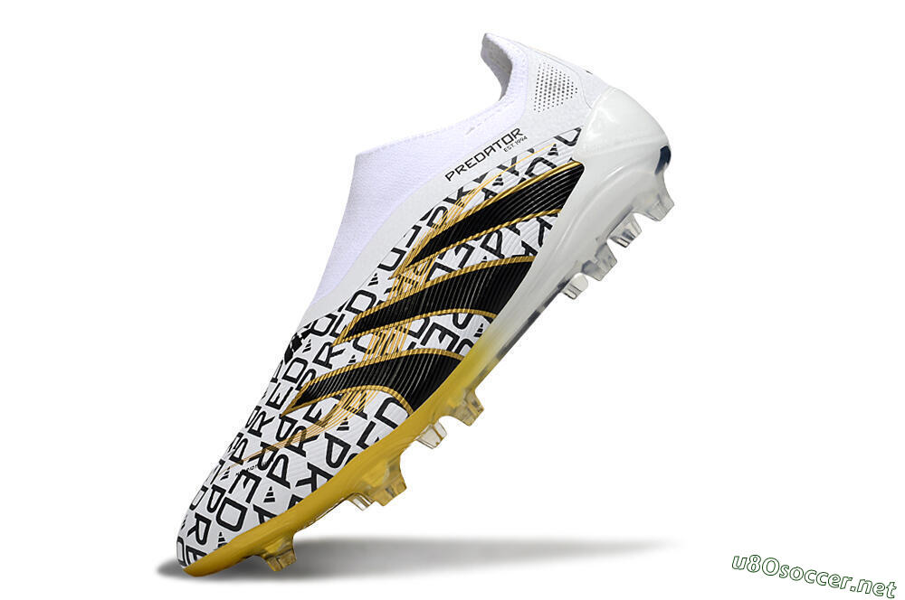 Unisex Adidas Predator 25 Elite Laceless FG Football Boots - White/Gold/Black 5