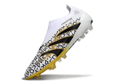 Unisex Adidas Predator 25 Elite Laceless FG Football Boots - White/Gold/Black