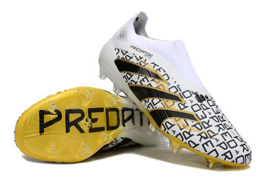 Unisex Adidas Predator 25 Elite Laceless FG Football Boots - White/Gold/Black