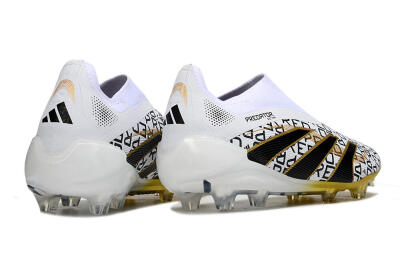 Unisex Adidas Predator 25 Elite Laceless FG Football Boots - White/Gold/Black