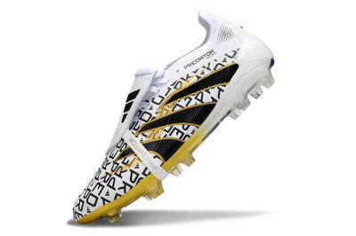 Unisex Adidas Predator 25 Elite Foldover Tongue FG Football Boots - White/Gold/Black