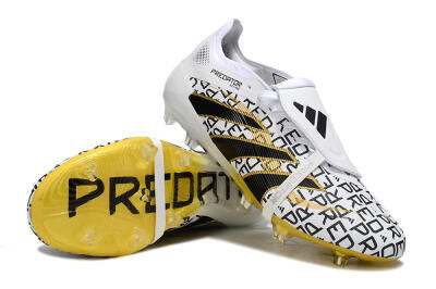 Unisex Adidas Predator 25 Elite Foldover Tongue FG Football Boots - White/Gold/Black