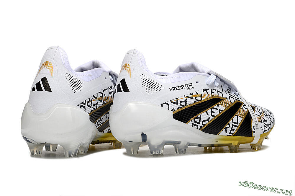 Unisex Adidas Predator 25 Elite Foldover Tongue FG Football Boots - White/Gold/Black 6