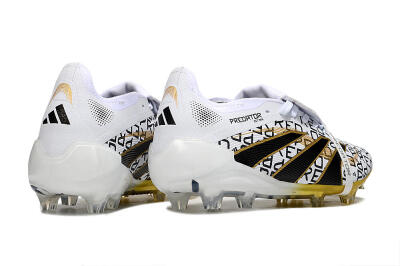 Unisex Adidas Predator 25 Elite Foldover Tongue FG Football Boots - White/Gold/Black