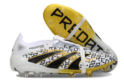 Unisex Adidas Predator 25 Elite Foldover Tongue FG Football Boots - White/Gold/Black