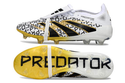 Unisex Adidas Predator 25 Elite Foldover Tongue FG Football Boots - White/Gold/Black