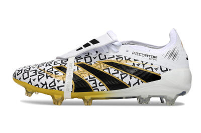 Unisex Adidas Predator 25 Elite Foldover Tongue FG Football Boots - White/Gold/Black