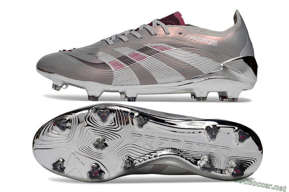 Unisex Adidas Predator 25 Elite FG Football Boots - Grey/Silver/Red 1