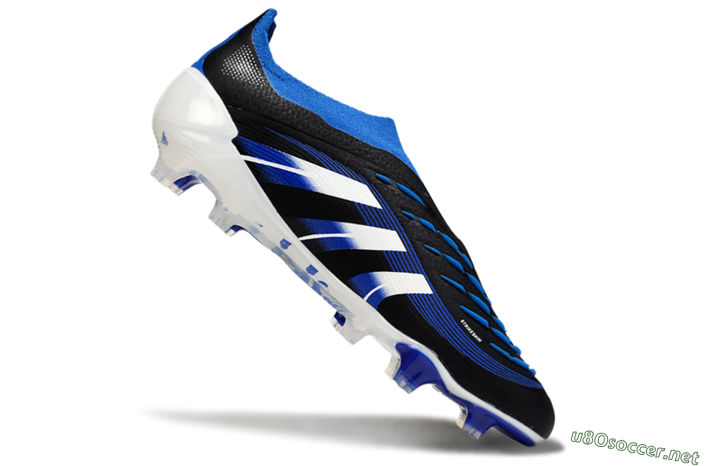 Men's Adidas Predator 25 Elite Laceless FG Football Boots - Black/White/Blue 4