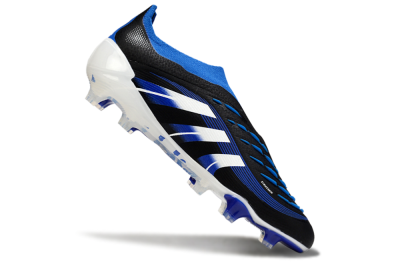 Men's Adidas Predator 25 Elite Laceless FG Football Boots - Black/White/Blue