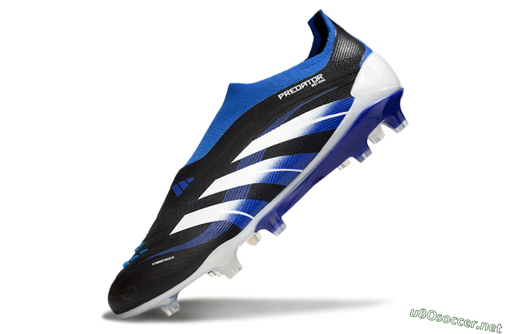 Men's Adidas Predator 25 Elite Laceless FG Football Boots - Black/White/Blue 5